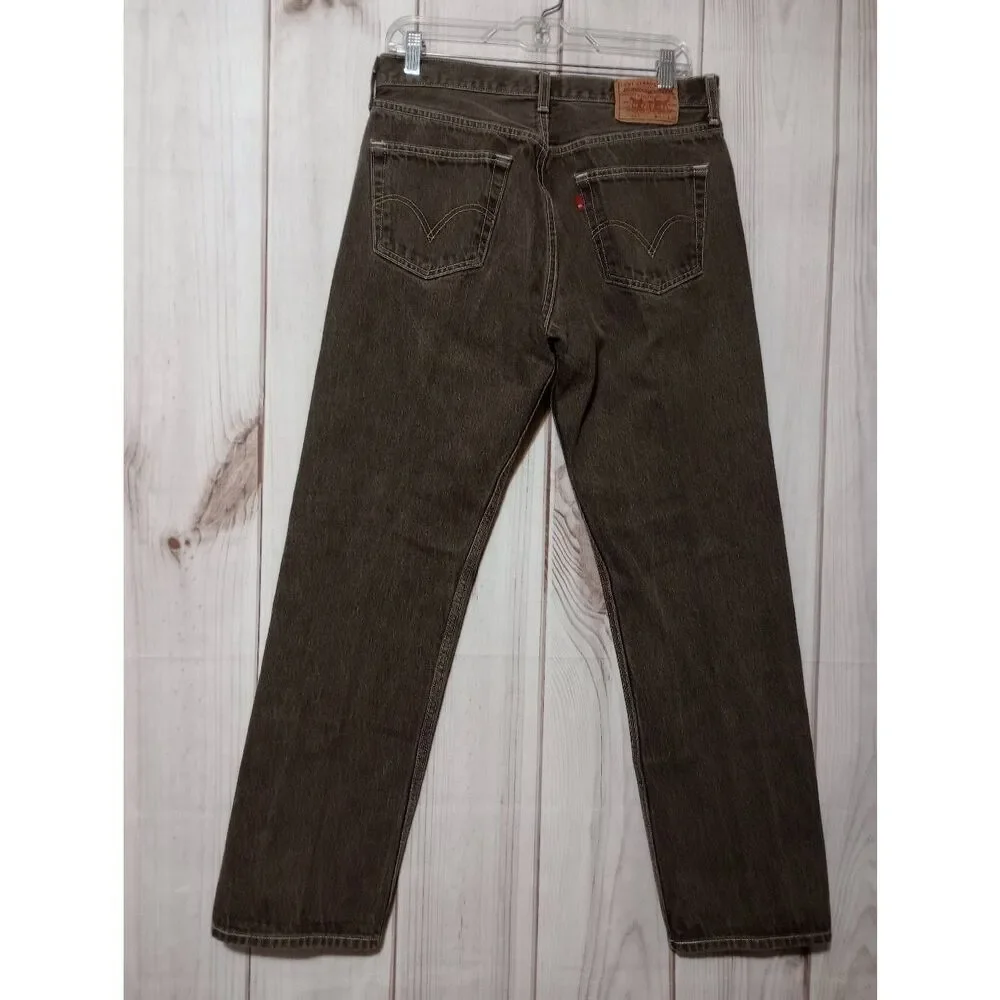 Levi's Jeans Men's 34 34 Charcoal Straight‎ Leg Button Fly